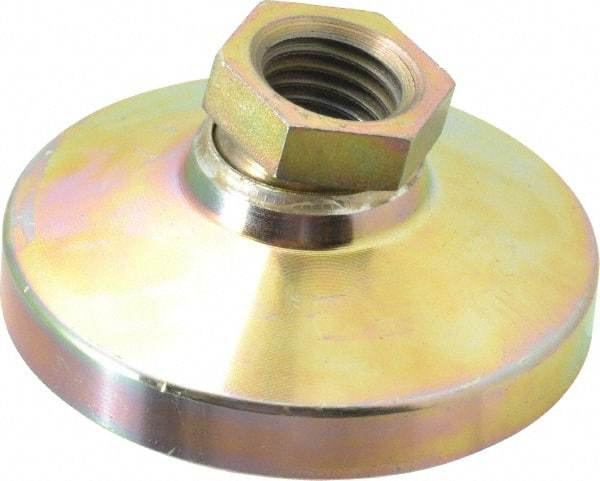 Gibraltar - 3357 kg Capacity, M20 Thread, 38mm OAL, Steel Stud, Tapped Pivotal Socket Mount Leveling Pad - 76mm Base Diam, Steel Pad, 27mm Hex - Industrial Tool & Supply