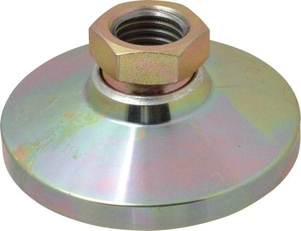 Gibraltar - 9072 kg Capacity, M24 Thread, 47.6mm OAL, Steel Stud, Tapped Pivotal Socket Mount Leveling Pad - 101mm Base Diam, Steel Pad, 35mm Hex - Industrial Tool & Supply