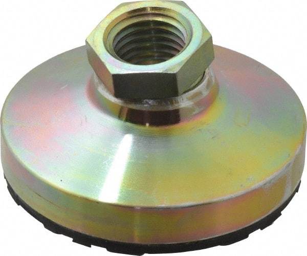 Gibraltar - 816 kg Capacity, M20 Thread, 38mm OAL, Steel Stud, Tapped Pivotal Socket Mount Leveling Pad - 76mm Base Diam, Rubber Pad, 27mm Hex - Industrial Tool & Supply