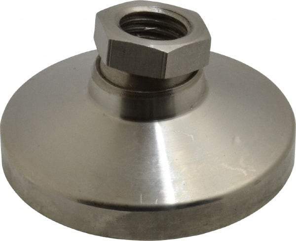 Gibraltar - 2721 kg Capacity, M16 Thread, 31.7mm OAL, Steel Stud, Tapped Pivotal Socket Mount Leveling Pad - 63.5mm Base Diam, Stainless Steel Pad, 22mm Hex - Industrial Tool & Supply