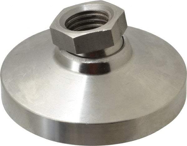 Gibraltar - 3357 kg Capacity, M20 Thread, 38mm OAL, Steel Stud, Tapped Pivotal Socket Mount Leveling Pad - 76mm Base Diam, Stainless Steel Pad, 27mm Hex - Industrial Tool & Supply