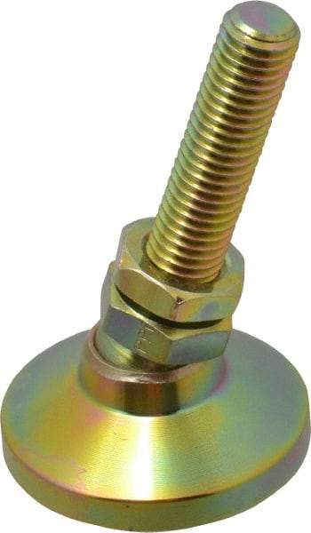 Gibraltar - M12 Bolt Thread, Studded Pivotal Stud Mount Leveling Pad & Mount - 2,268 Kg Capacity, 47.6mm Base Diam, 51mm Thread Length - Industrial Tool & Supply