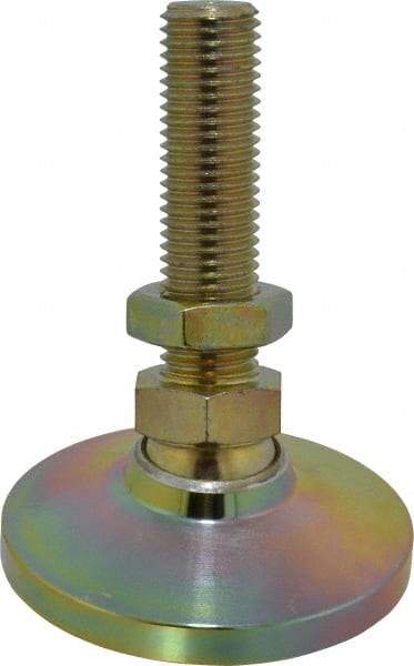 Gibraltar - M24 Bolt Thread, Studded Pivotal Stud Mount Leveling Pad & Mount - 9,072 Kg Capacity, 101mm Base Diam, 89mm Thread Length - Industrial Tool & Supply