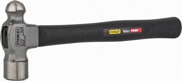 Stanley - 1 Lb Head High Carbon Steel Ball Pein Hammer - Hickory Handle, 14" OAL - Industrial Tool & Supply