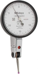 Mitutoyo - 0.03 Inch Range, 0.0005 Inch Dial Graduation, Horizontal Dial Test Indicator - 1.54 Inch White Dial, 0-15-0 Dial Reading, Accurate to 0.0005 Inch - Industrial Tool & Supply