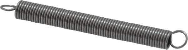 Made in USA - 1/8" OD, 1.73 Lb Max Load, 2.54" Max Ext Len, 0.016" Wire Diam Spring - 1.1 Lb/In Rating, 0.21 Lb Init Tension, 1-1/4" Free Length - Industrial Tool & Supply
