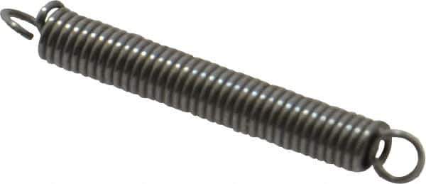 Made in USA - 1/8" OD, 3.17 Lb Max Load, 1.49" Max Ext Len, 0.02" Wire Diam Spring - 5.44 Lb/In Rating, 0.57 Lb Init Tension, 1" Free Length - Industrial Tool & Supply