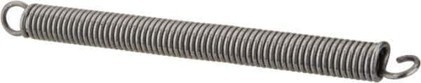 Made in USA - 1/8" OD, 3.17 Lb Max Load, 2.32" Max Ext Len, 0.02" Wire Diam Spring - 3.2 Lb/In Rating, 0.57 Lb Init Tension, 1-1/2" Free Length - Industrial Tool & Supply
