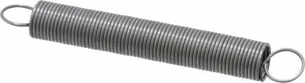 Made in USA - 3/8" OD, 5.23 Lb Max Load, 8.32" Max Ext Len, 0.035" Wire Diam Spring - 0.86 Lb/In Rating, 0.62 Lb Init Tension, 3" Free Length - Industrial Tool & Supply