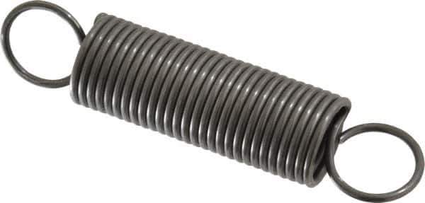 Made in USA - 3/4" OD, 20.24 Lb Max Load, 7.17" Max Ext Len, 0.072" Wire Diam Spring - 4.62 Lb/In Rating, 3.25 Lb Init Tension, 3-1/2" Free Length - Industrial Tool & Supply