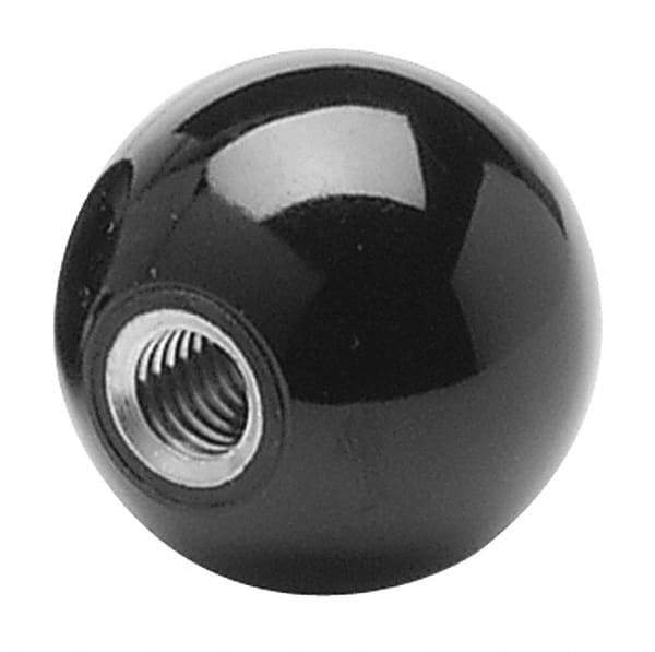 Gibraltar - M16x2 Thread, 1-15/16" Diam, 1-27/32" High, Female Insert Ball Knob - Red, Phenolic, Smooth Grip, 21mm Hole Depth - Industrial Tool & Supply