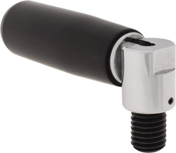Morton Machine Works - M8x1.25 Bolted Bonnet, Revolving (Folding) Handwheel & Machine Handle - Glass-Filled Nylon Molded Plastic Handle, 0.51" Long Low Carbon Steel Stem, 3.15" Handle Length, 4.57" OAL - Industrial Tool & Supply