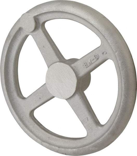 Morton Machine Works - 8", 4 Spoke Straight Handwheel - 1.9" Hub, Aluminum, Plain Finish - Industrial Tool & Supply