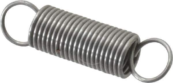 Made in USA - 3/16" OD, 2.16 Lb Max Load, 1.43" Max Ext Len, 0.02" Wire Diam Spring - 2.28 Lb/In Rating, 0.27 Lb Init Tension, 3/4" Free Length - Industrial Tool & Supply
