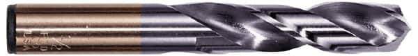 Hertel - Letter E (1/4) 135° Spiral Flute Cobalt Screw Machine Drill Bit - TiAlN Finish, Right Hand Cut, 1-3/8" Flute Length, 2-1/2" OAL, Split Point, Straight Shank - Industrial Tool & Supply
