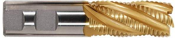 Hertel - 3/4" Diam, Coarse Pitch, 3" LOC, 4 Flute Cobalt Roughing Square End Mill - TiN Finish, 5-1/4" OAL, 3/4" Shank Diam, Single End, Centercutting, 30° Helix - Industrial Tool & Supply
