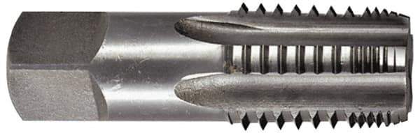 Hertel - 1-1/2 - 11-1/2 NPTF Thread, 7 Flute Short Projection Standard Pipe Tap - 4-1/4" OAL, 1-3/4" Thread Length, 1-1/2" Shank Diam, TiN Finish, High Speed Steel - Exact Industrial Supply