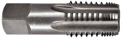 Hertel - 1-1/2 - 11-1/2 NPTF Thread, 7 Flute Short Projection Standard Pipe Tap - 4-1/4" OAL, 1-3/4" Thread Length, 1-1/2" Shank Diam, TiN Finish, High Speed Steel - Exact Industrial Supply