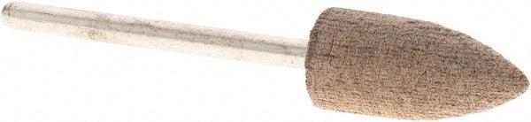 Grier Abrasives - 3/8" Head Diam x 3/4" Thickness, B52, Pointed End, Aluminum Oxide Mounted Point - Tan, Fine Grade, 120 Grit, 45,370 RPM - Industrial Tool & Supply