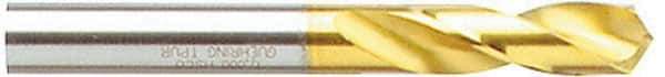 Guhring - 0.3543" 130° Parabolic Flute Cobalt Screw Machine Drill Bit - TiN Finish, Right Hand Cut, 40mm Flute Length, 84mm OAL, Standard Point, Straight Shank - Industrial Tool & Supply