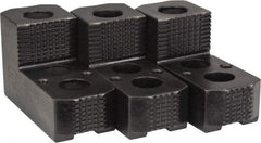 H & R Manufacturing - 10 to 11" Chuck Diam Compatibility, Case Hardened Steel 1.5mm x 60° Serrated Hard Lathe Top Jaws - 1 Step, 0.63" Groove Width, 1-3/4" Wide x 4-1/4" Long x 2-15/32" High - Industrial Tool & Supply