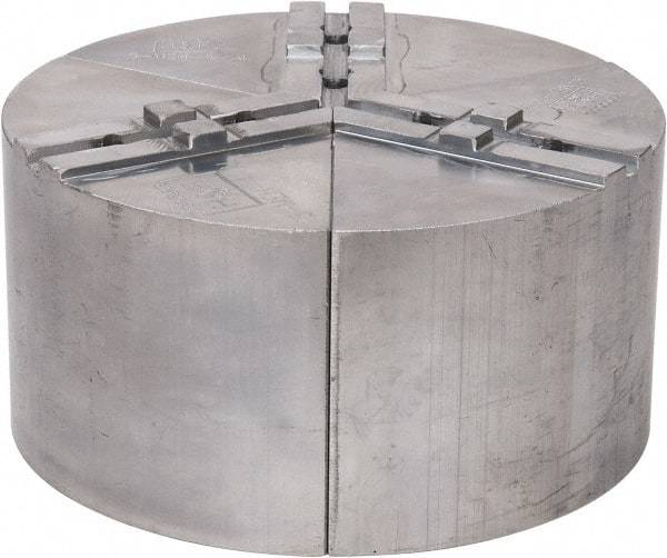 H & R Manufacturing - 8" Chuck Capacity, Tongue & Groove Attachment, Round Soft Lathe Chuck Jaw - 3 Jaws, Aluminum, 1-3/4" Btw Mount Hole Ctrs, 4" Long x 8" Wide x 4" High, 5/16" Groove - Industrial Tool & Supply