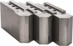 H & R Manufacturing - 16 to 20" Chuck Capacity, 3/32 x 90° Serrated Attachment, Square Soft Lathe Chuck Jaw - 3 Jaws, Steel, 1-9/16" Btw Mount Hole Ctrs, 9" Long x 2-1/2" Wide x 5" High, 1" Groove - Industrial Tool & Supply