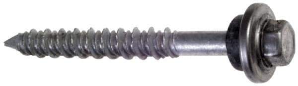 Made in USA - 1/4" Diam, 1-3/4" Length Under Head, Hex Drive, Concrete Screw & Masonry Fastener - Stainless Steel, Silver Climaseal Finish, Includes Drill Bit - Industrial Tool & Supply
