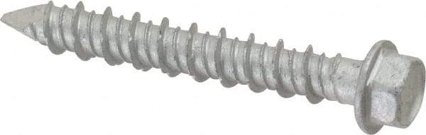 Made in USA - 1/4" Diam, 1-3/4" Length Under Head, Hex Drive, Concrete Screw & Masonry Fastener - Stainless Steel, Climashield Finish, Includes Drill Bit - Industrial Tool & Supply