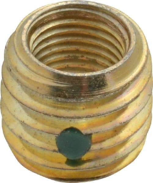 Made in USA - 3/8-24 Internal, 9/16-12 External, UNF, 33/64" Insert Length, Thread Locking Repair Inserts - Carbon Steel, Zinc Plate Finish, Grade 303 - Industrial Tool & Supply