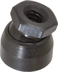 TE-CO - 1/4-20, 5/8" Pad Diam, Uncoated Bottom, Steel Toggle Pad - 13/32 Depth, 5/8" OAL, 1/2" Width Across Flats, Black Oxide Coated, Grade 12L14, 10° Swivel Angle - Industrial Tool & Supply