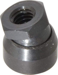TE-CO - 5/16-18, 11/16" Pad Diam, Uncoated Bottom, Steel Toggle Pad - 7/16 Depth, 11/16" OAL, 9/16" Width Across Flats, Black Oxide Coated, Grade 12L14, 10° Swivel Angle - Industrial Tool & Supply