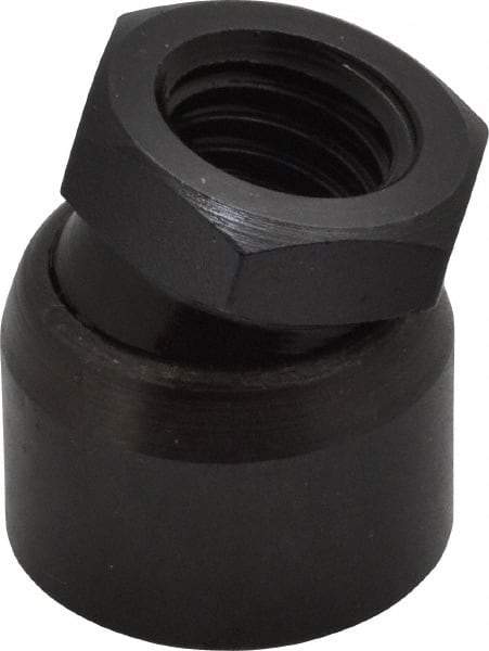 TE-CO - 1/2-13, 7/8" Pad Diam, Uncoated Bottom, Steel Toggle Pad - 17/32 Depth, 1" OAL, 3/4" Width Across Flats, Black Oxide Coated, Grade 12L14, 10° Swivel Angle - Industrial Tool & Supply
