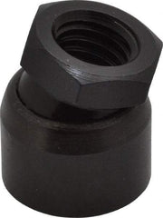 TE-CO - 1/2-13, 7/8" Pad Diam, Uncoated Bottom, Steel Toggle Pad - 17/32 Depth, 1" OAL, 3/4" Width Across Flats, Black Oxide Coated, Grade 12L14, 10° Swivel Angle - Industrial Tool & Supply