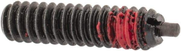 TE-CO - 6-32, 17/32" Thread Length, 1/16" Plunger Projection, Steel Threaded Spring Plunger - 0.046" Max Plunger Diam, 17/32" Plunger Length, 1.5 Lb Init End Force, 4.5 Lb Final End Force, 0.035" Hex - Industrial Tool & Supply