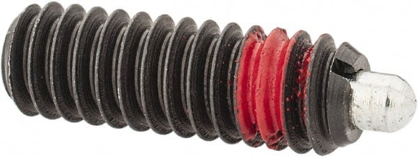 TE-CO - 1/4-20, 3/4" Thread Length, 1/8" Plunger Projection, Zinc Plated Steel Threaded Spring Plunger - Industrial Tool & Supply