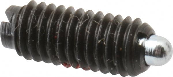 TE-CO - 10-32, 15/32" Thread Length, 0.065" Plunger Projection, Zinc Plated Steel Threaded Spring Plunger - Industrial Tool & Supply