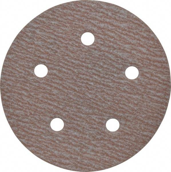 Norton - 5" Diam, 180 Grit, Aluminum Oxide Hook & Loop Disc - Very Fine Grade, Coated, B Weight Paper Backing, Series A275 - Industrial Tool & Supply