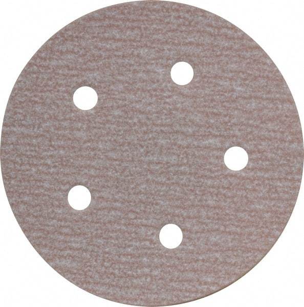 Norton - 5" Diam, 220 Grit, Aluminum Oxide Hook & Loop Disc - Very Fine Grade, Coated, B Weight Paper Backing, Series A275 - Industrial Tool & Supply