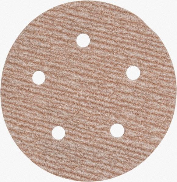 Norton - 5" Diam, 240 Grit, Aluminum Oxide Hook & Loop Disc - Very Fine Grade, Coated, B Weight Paper Backing, Series A275 - Industrial Tool & Supply