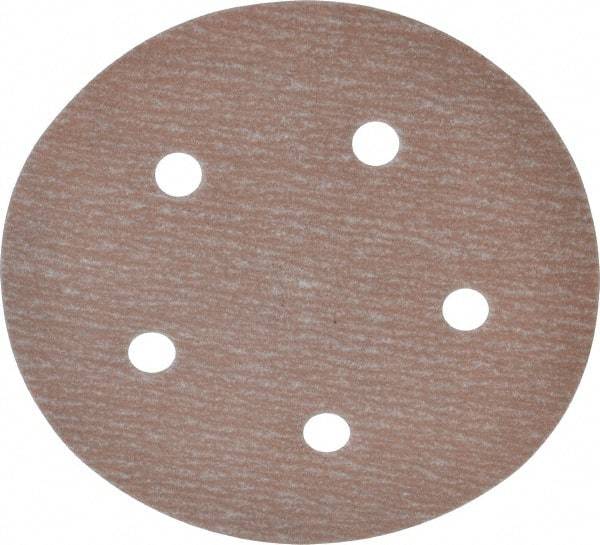 Norton - 5" Diam, 320 Grit, Aluminum Oxide Hook & Loop Disc - Extra Fine Grade, Coated, B Weight Paper Backing, Series A275 - Industrial Tool & Supply