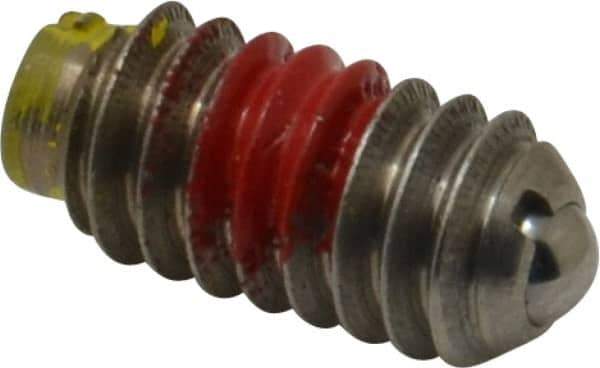 TE-CO - 1/4-20, 0.125" Ball Diam, 17/32" Body Length, 0.035" Max Ball Reach, Threaded Ball Plunger - Stainless Steel Body, Stainless Steel Ball, 4 Lb Initial End Force, 12 Lb Final End Force, Locking Element - Industrial Tool & Supply
