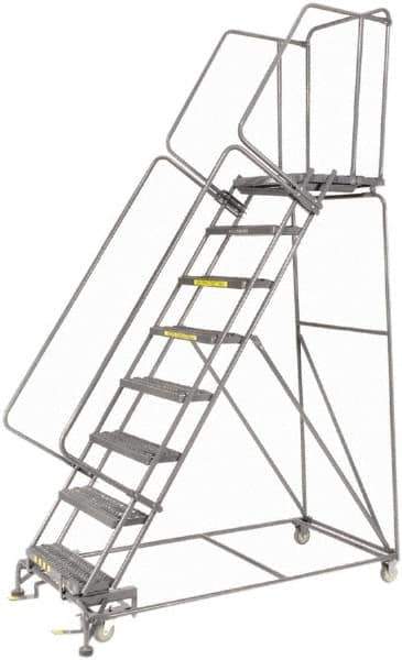 Ballymore - 113" 8 Step Ladder - 450 Lb Capacity, 80" Platform Height, 32" Base Width x 68" Depth, Expanded Metal Tread - Industrial Tool & Supply