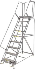 Ballymore - 123" 9 Step Ladder - 450 Lb Capacity, 90" Platform Height, 32" Base Width x 75" Depth, Expanded Metal Tread - Industrial Tool & Supply