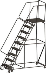 Ballymore - 123" 9 Step Ladder - 450 Lb Capacity, 90" Platform Height, 32" Base Width x 82" Depth, Expanded Metal Tread - Industrial Tool & Supply