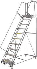 Ballymore - 133" 10 Step Ladder - 450 Lb Capacity, 100" Platform Height, 32" Base Width x 81" Depth, Expanded Metal Tread - Industrial Tool & Supply