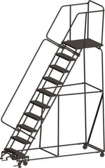 Ballymore - 133" 10 Step Ladder - 450 Lb Capacity, 100" Platform Height, 32" Base Width x 88" Depth, Expanded Metal Tread - Industrial Tool & Supply