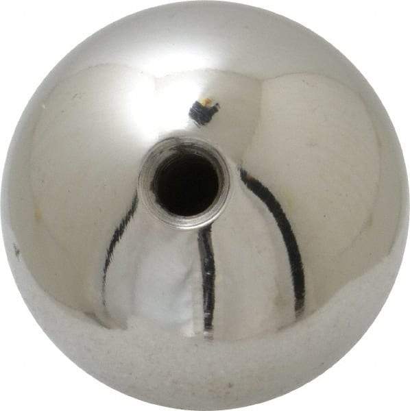 Gibraltar - 1/4-20 Thread, 1.38" Diam, Threaded Hole Ball Knob - Natural, Steel, Smooth Grip, 5/8" Hole Depth - Industrial Tool & Supply