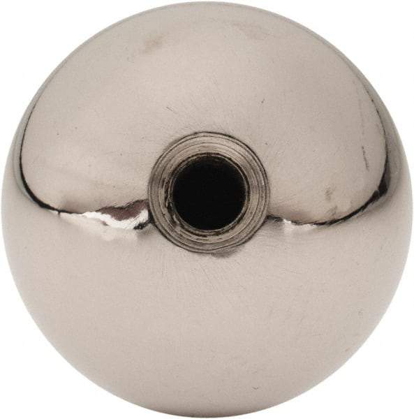 Gibraltar - 1/4-28 Thread, 1.38" Diam, Threaded Hole Ball Knob - Natural, Steel, Smooth Grip, 5/8" Hole Depth - Industrial Tool & Supply