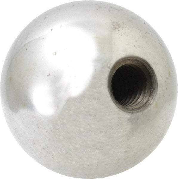 Gibraltar - 3/8-16 Thread, 1.38" Diam, Threaded Hole Ball Knob - Natural, Steel, Smooth Grip, 5/8" Hole Depth - Industrial Tool & Supply